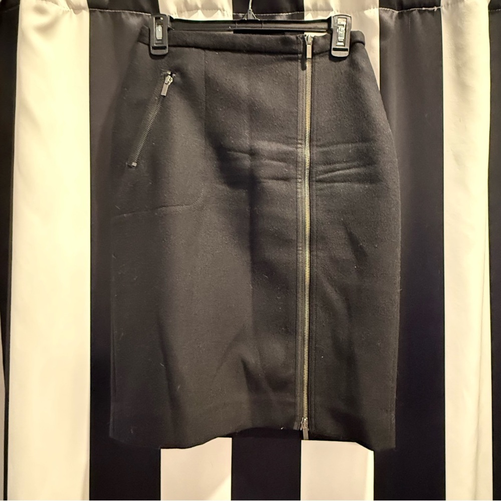 J. CREW • Number 2 - Black Wool Pencil Skirt with Zipper Detail